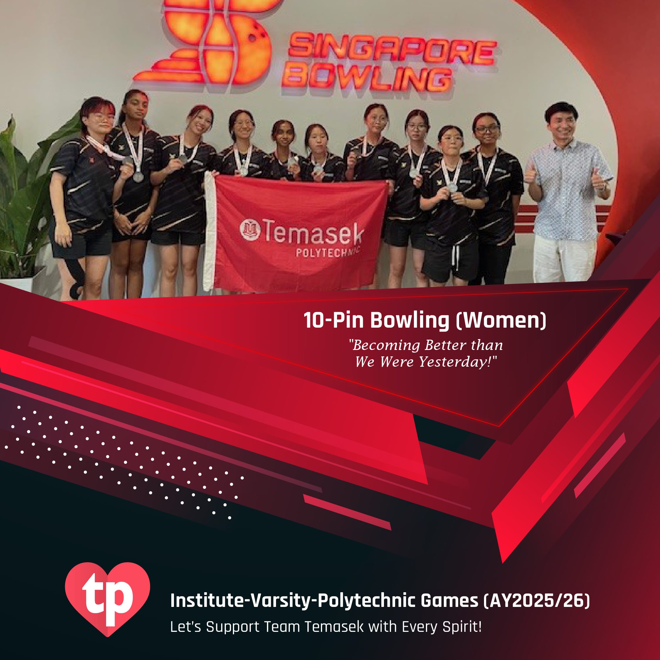 Image of Temasek Polytechnic's 10-Pin Bowling (Women) team for IVP Games